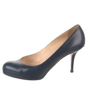 Christian Louboutin Leather Pumps - size 37.5 in NAVY